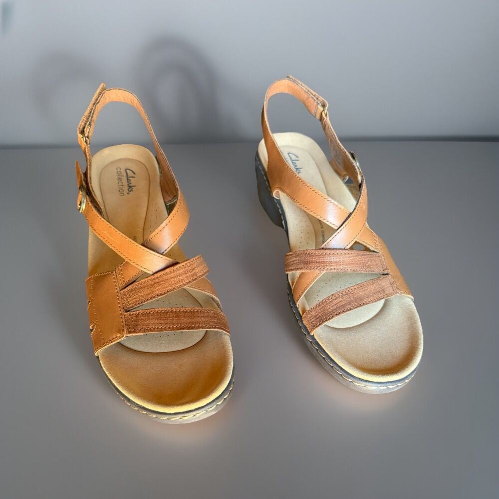 Clarks Tan Leather Slingback Sandals